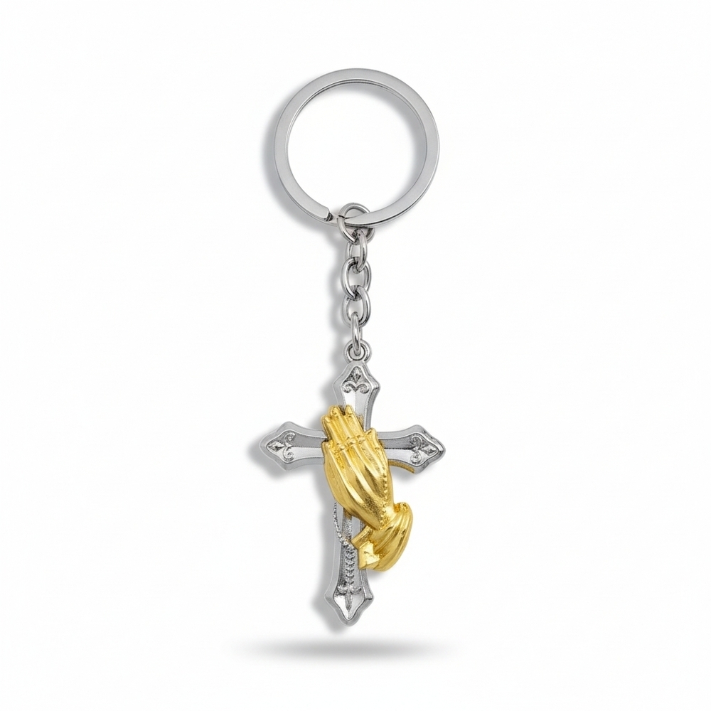 Vintage Religious Metal Alloy Keychain - Detailed Crucifix & Icons